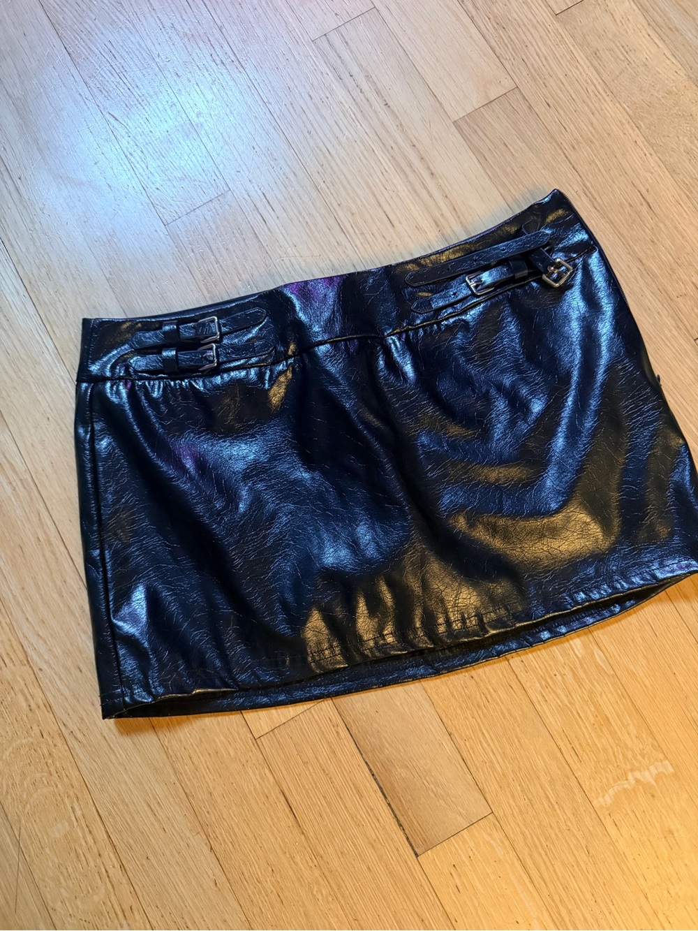 Faux Leather Mini Skirt in Black
